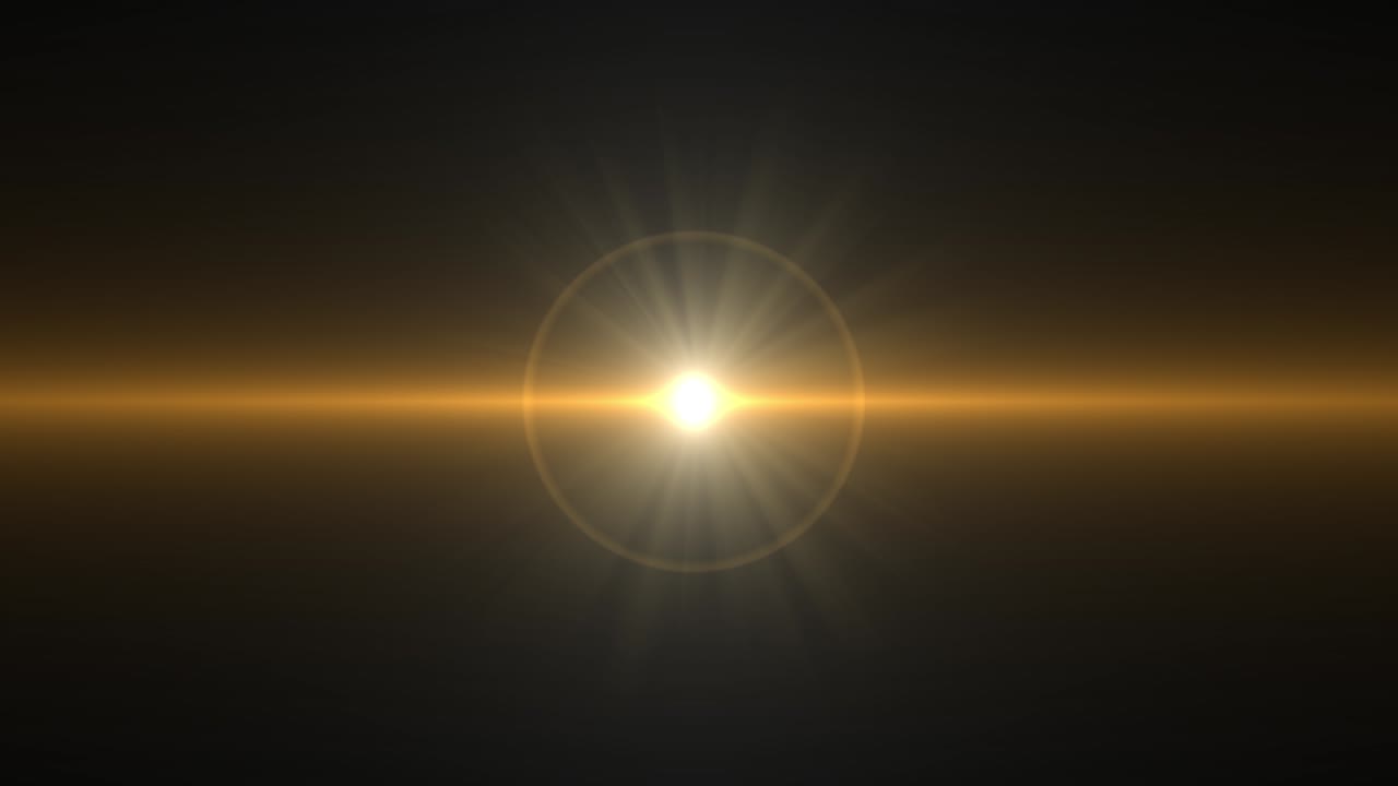 Abstract golden optical shine light lens flares flickering animation background 4k star light rays