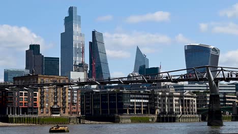 the city of london above southwark bridge, london, uk