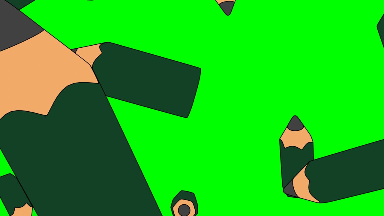 녹색 크로마 키 배경에  스타일의 연필.