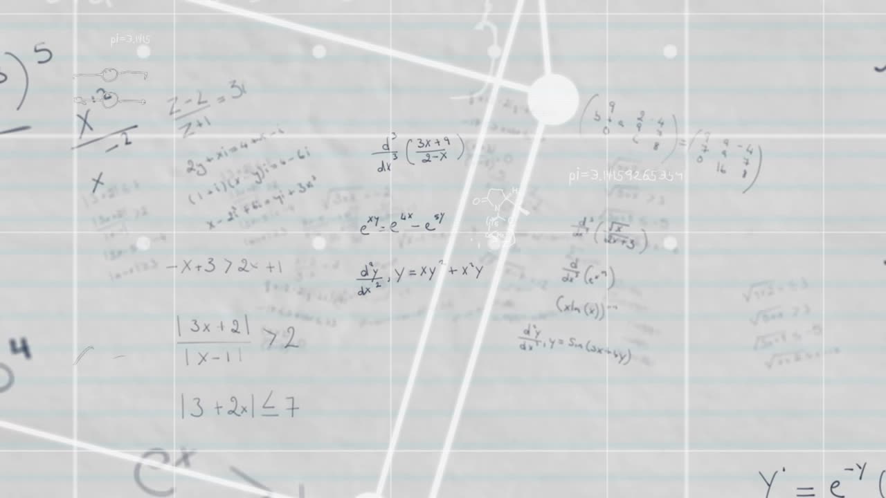 Animation of shapes and data processing on white background