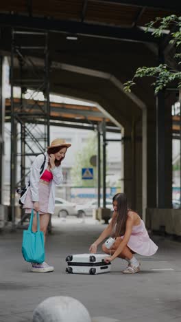 two women traveling together