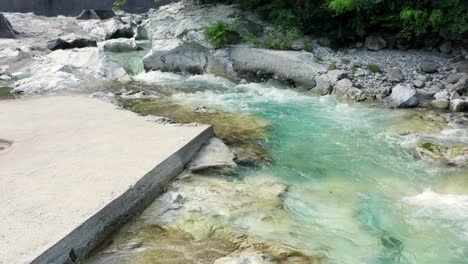 Amazing-Serio-river-with-its-crystalline-green-waters,-Bergamo,-Seriana-valley,Italy