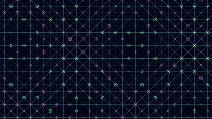 Modern geometric pattern black and blue stars and triangles grid