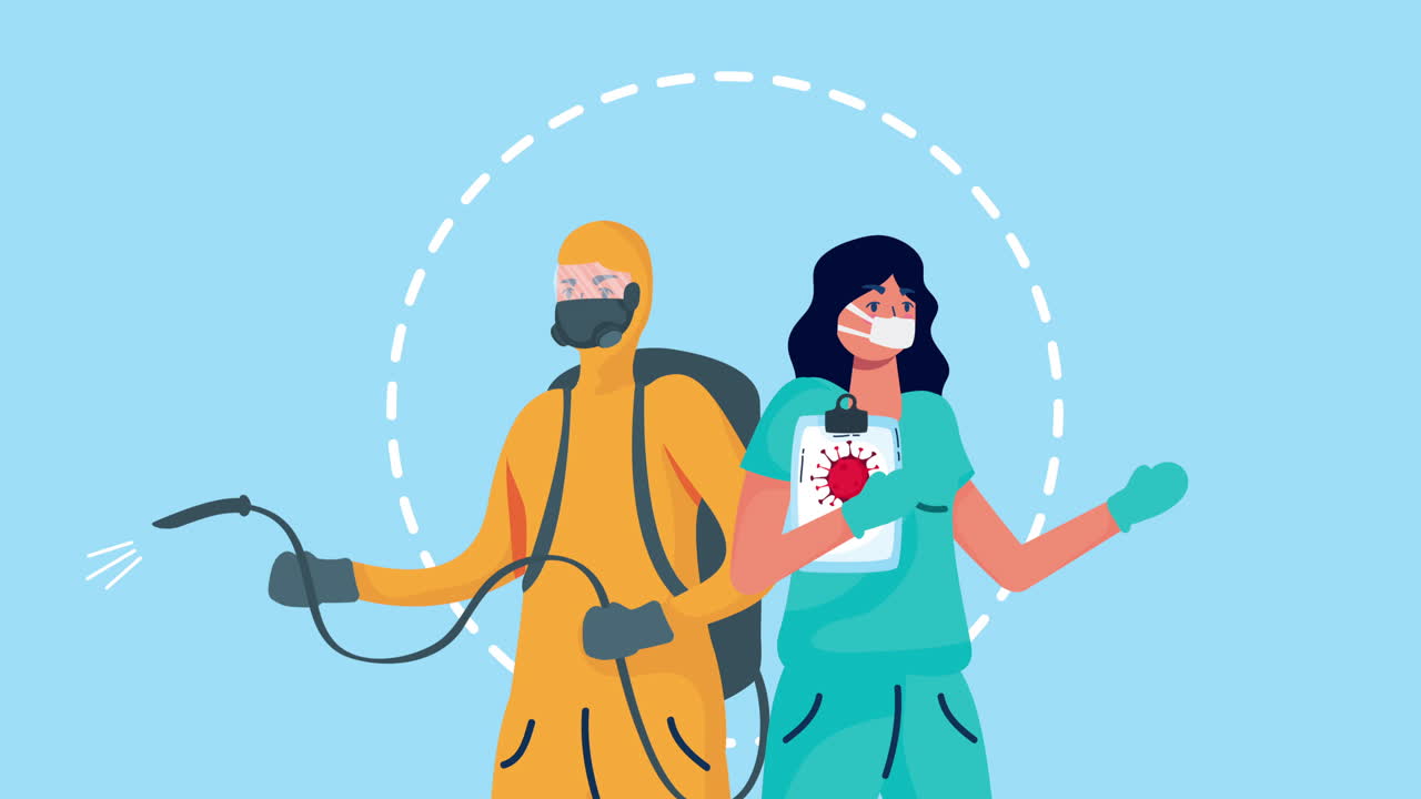 보호 장비를 착용한 의료 종사자