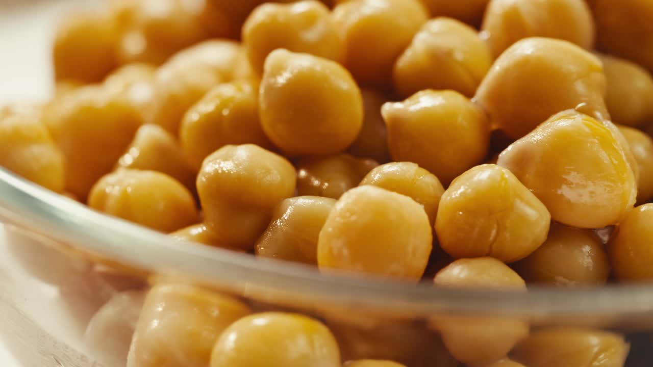 Canned Chickpeas in a Glass Bowl