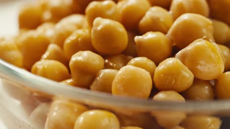canned chickpeas in a glass bowl