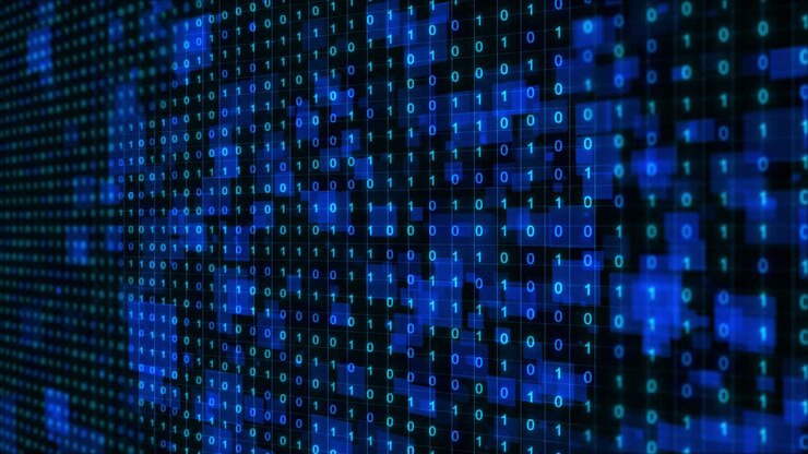 Futuristic digital hitech data flow cyber cyberspace moving particles security database matrix