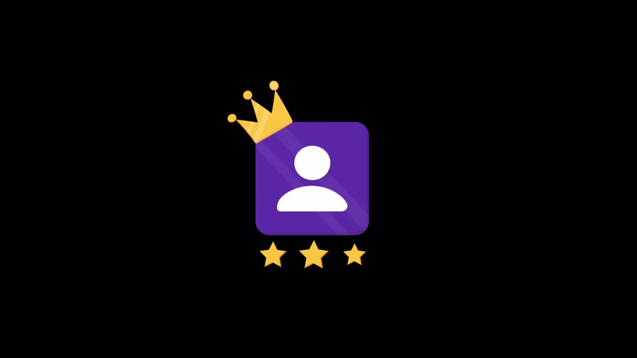 Animated User Profile Icon with Crown and Three Stars