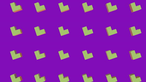 animación de formas amarillas en fondo púrpura