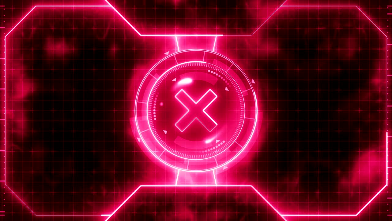 animación de bucle de juego deportivo futurista. contra fondo de lucha. pantalla digital de neón de radar. marca de objetivo x. elemento de interfaz de control de juego. competición deportiva de lucha de batalla.