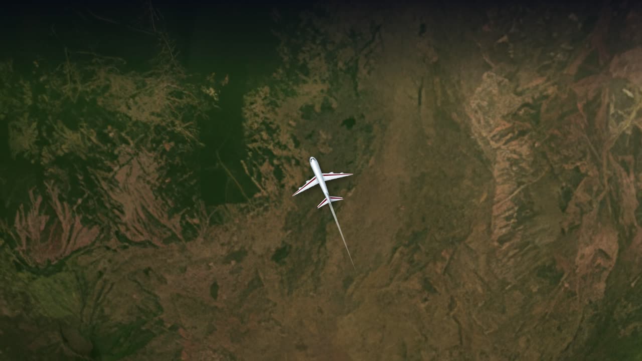 Satellitkortanimation sporer et kommercielt fly, der flyver fra Sao Paulo til New York City