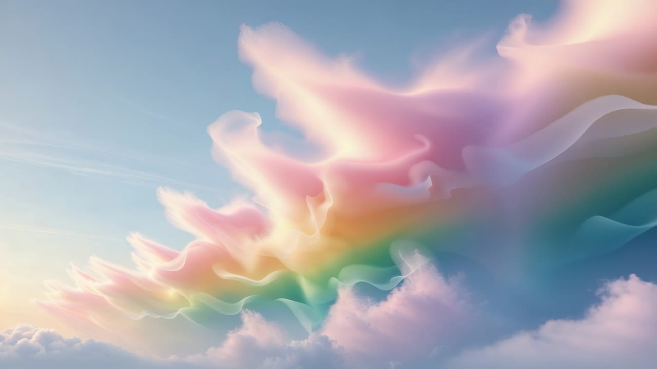 Ethereal Pastel Rainbow Clouds in Sky
