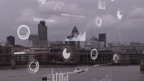 Animación-Del-Procesamiento-De-Datos-Financieros-Sobre-El-Paisaje-Urbano-De-Londres.