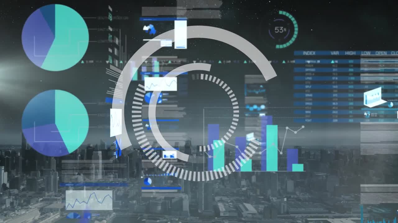 Animation of data processing in grey background