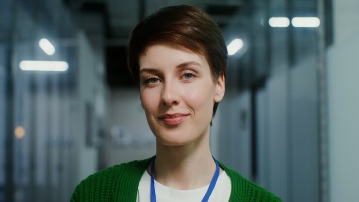 Woman in an office corridor