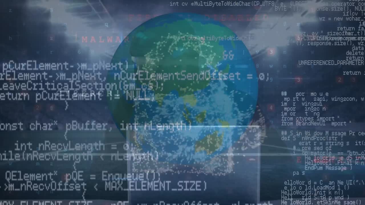animación del procesamiento de datos sobre el hacker y el estadio deportivo
