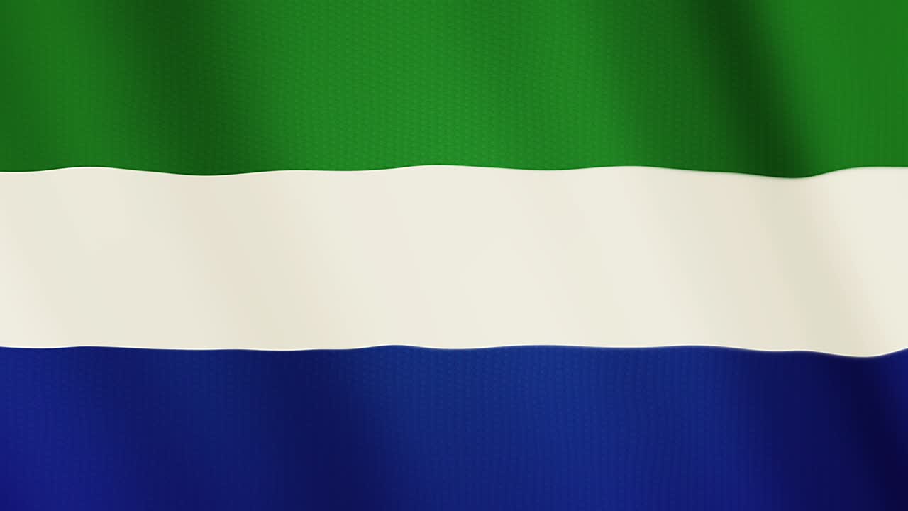 animación de la bandera de sierra leona agitando. pantalla completa. símbolo del país