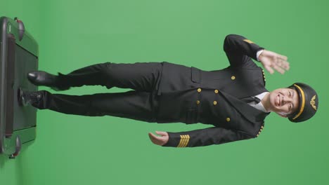 pilot on a treadmill in front of green screen