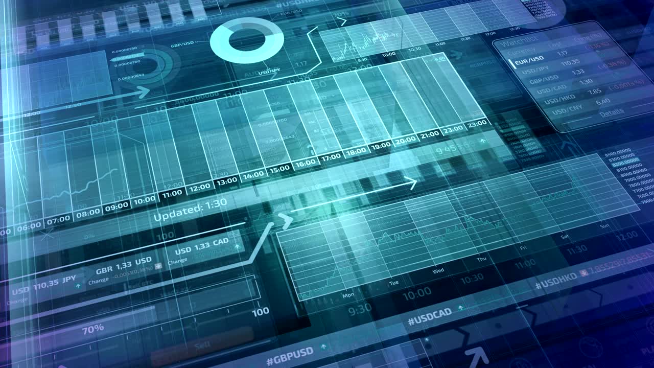 fondo 3d azul con infografías de stock abstractas.