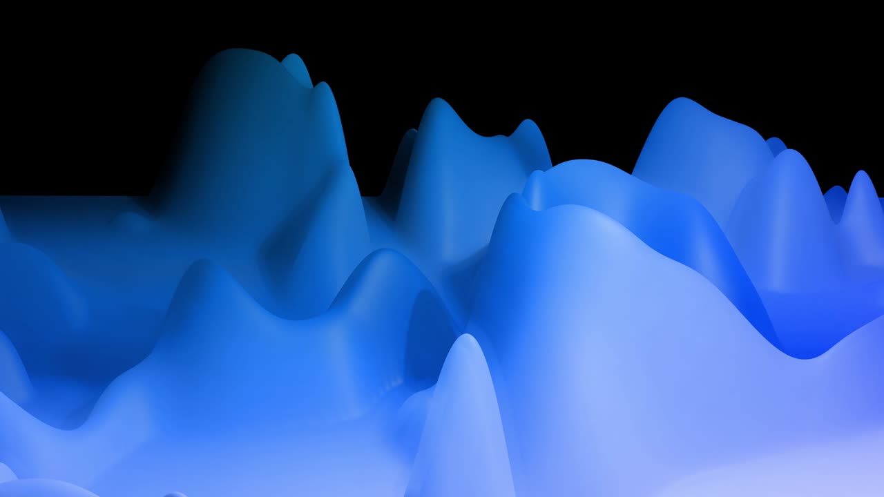 4k abstract looped fantastic background with waves. Liquid blue gradient of paint with internal glow forms hills or peaks that change smoothly in the cycle. Beautiful color transitions.