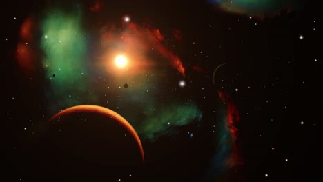 planets and nebula clouds in the middle of the universe