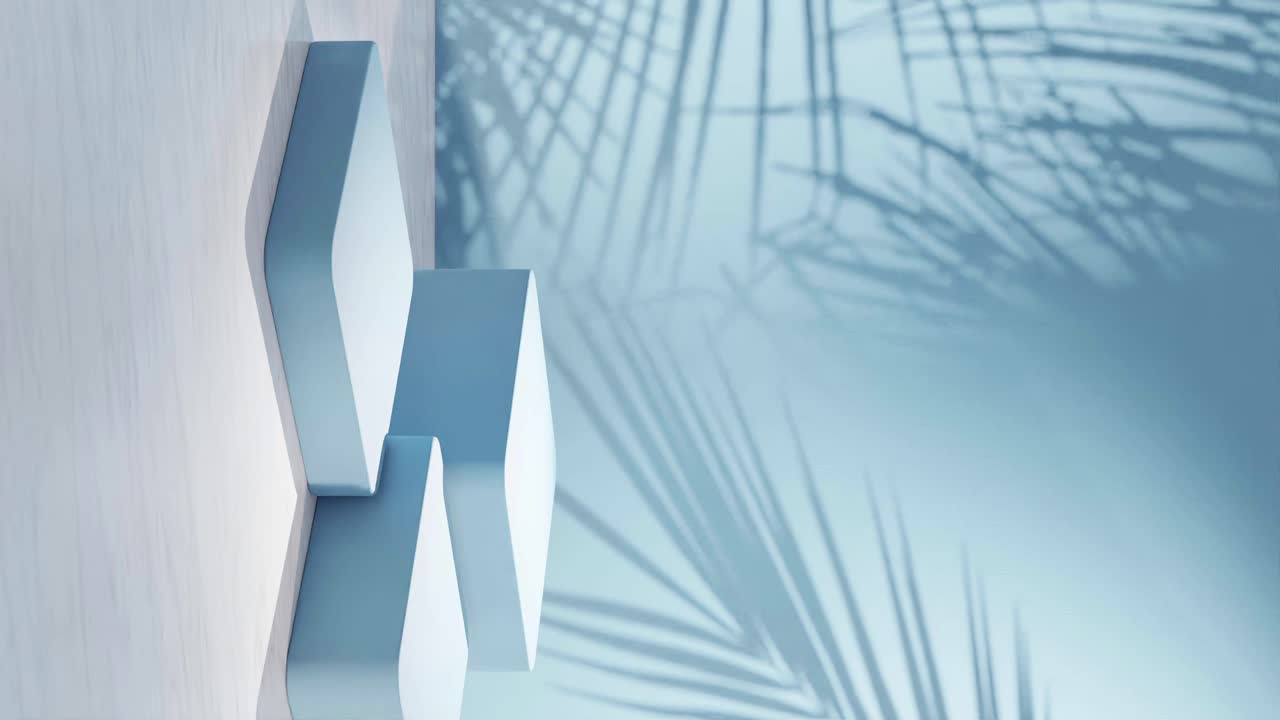 여러 제품에 대한 포디움과 추상적인 꽃 페른 식물 배경으로 3d 애니메이션