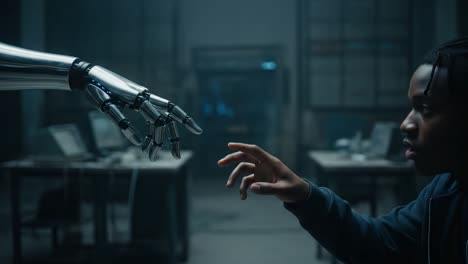 a captivating encounter between human and robot: exploring the boundaries of connection in an automated world