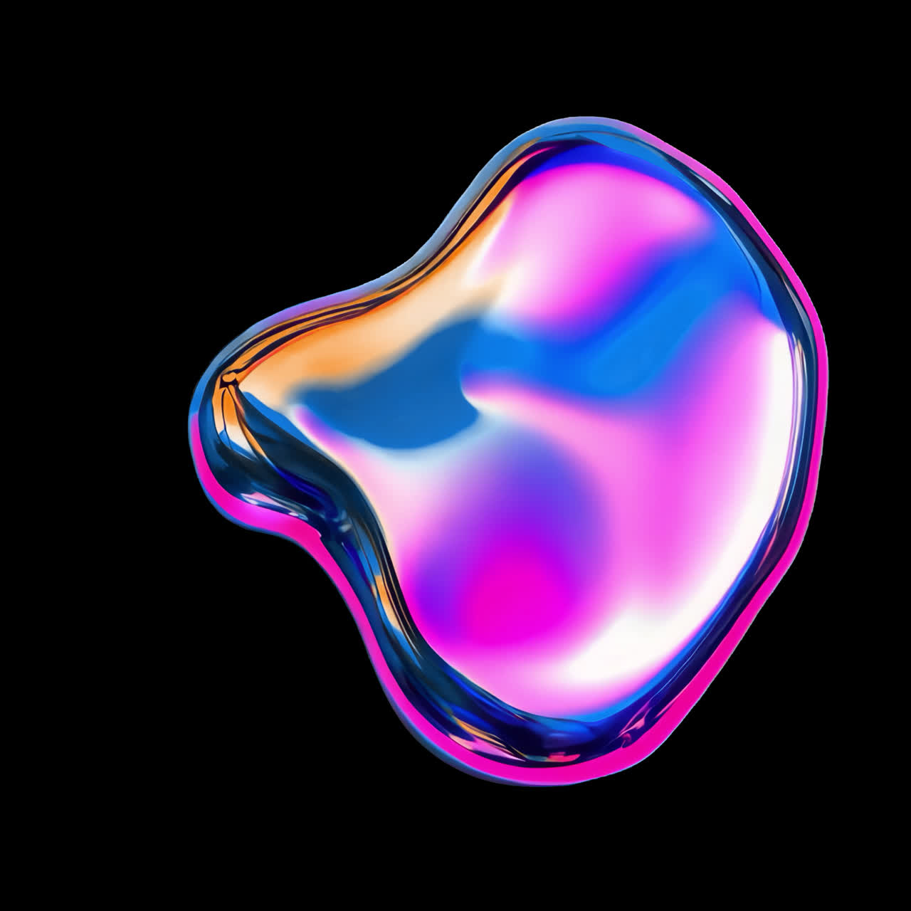 Colorful abstract liquid shape animation isolated asset, transparent 4K video, alpha channel, ProRes