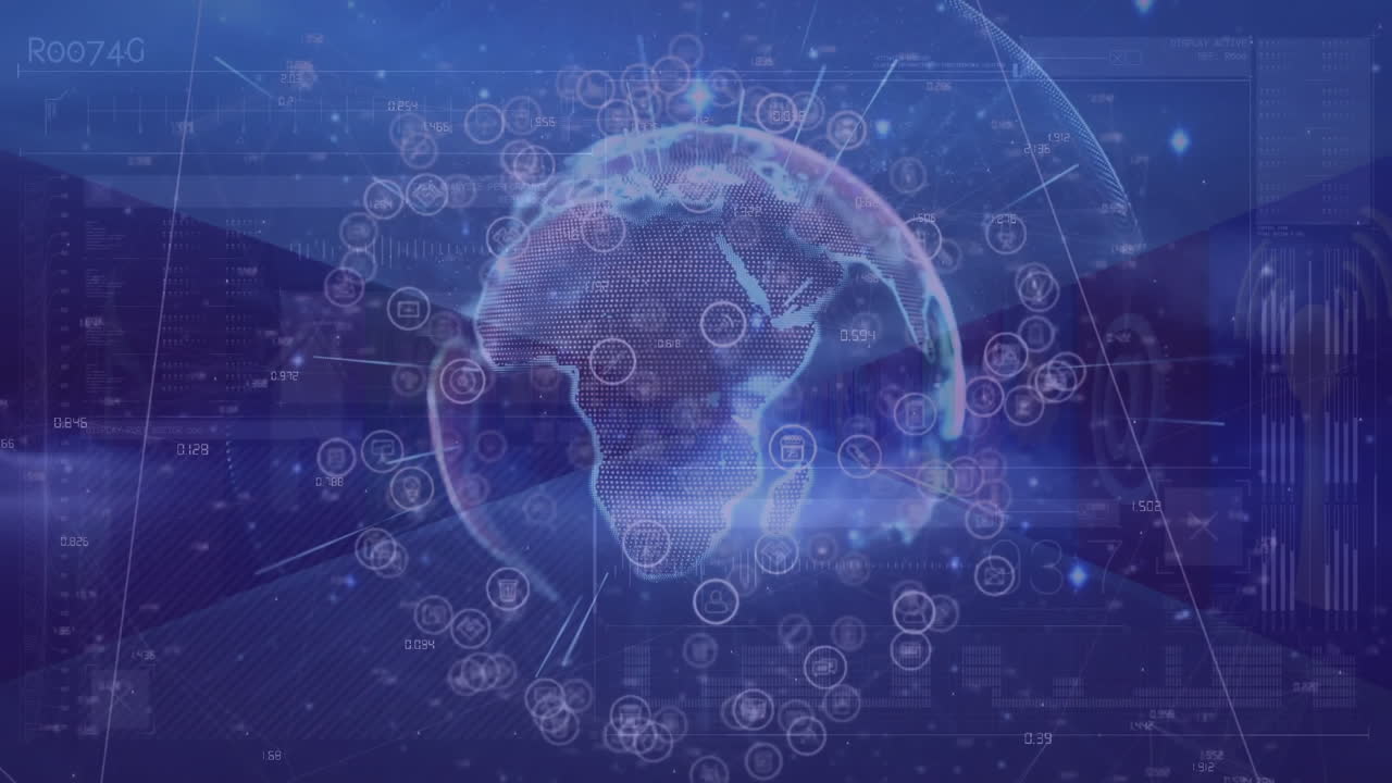 서버 을 통해 연결 및 데이터 처리를 가진 지구의 애니메이션