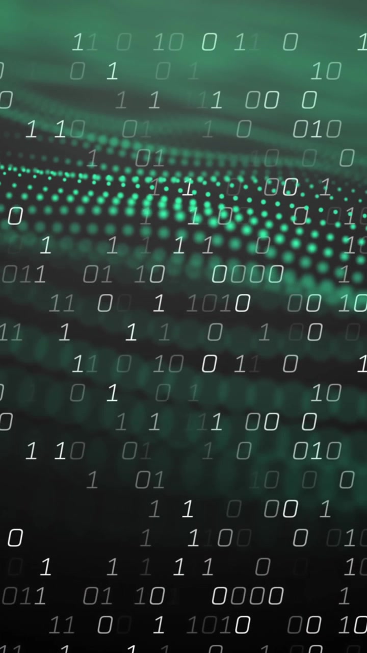 Animation of data processing on black background