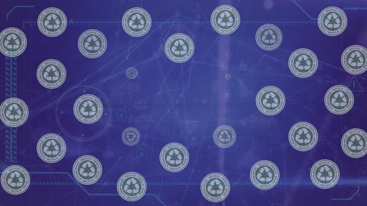 Animation of recycling icons over data processing
