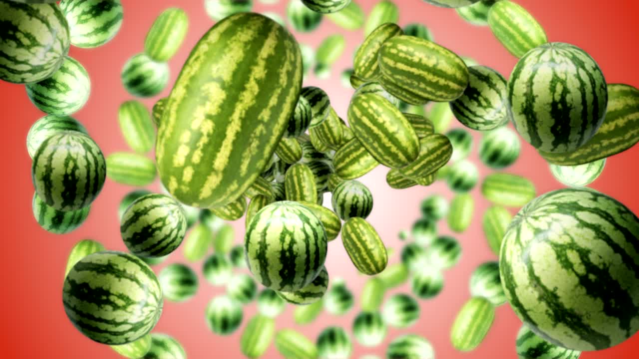 떨어지는 수박 배경, 애니메이션, 렌더링, 알파 채널
