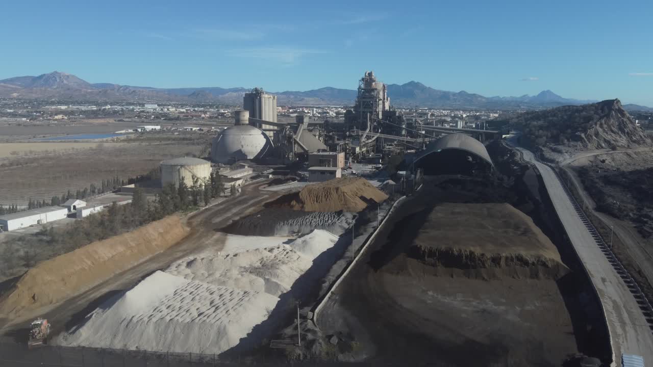 Aerial approach to a large cement factory