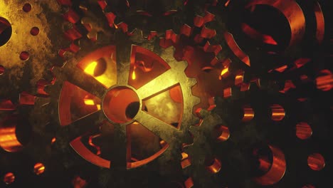 golden mechanical gears background