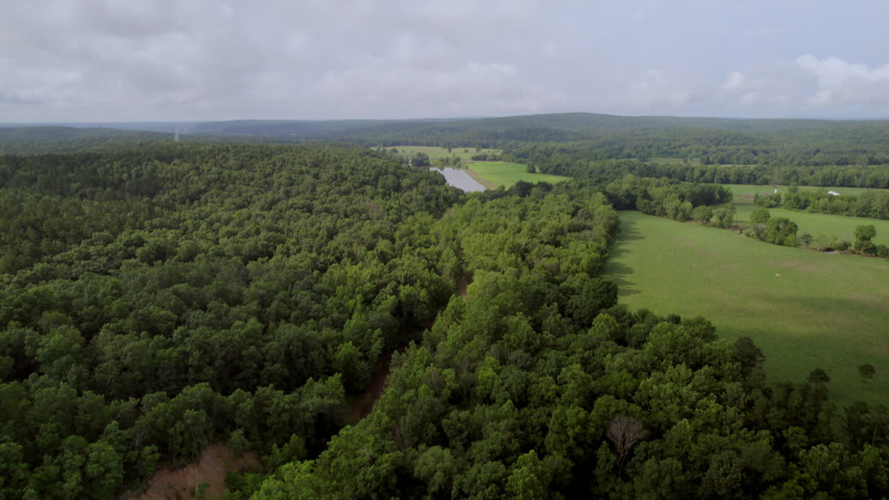 hermoso paisaje del sur de missouri con una inclinación hacia los árboles debajo