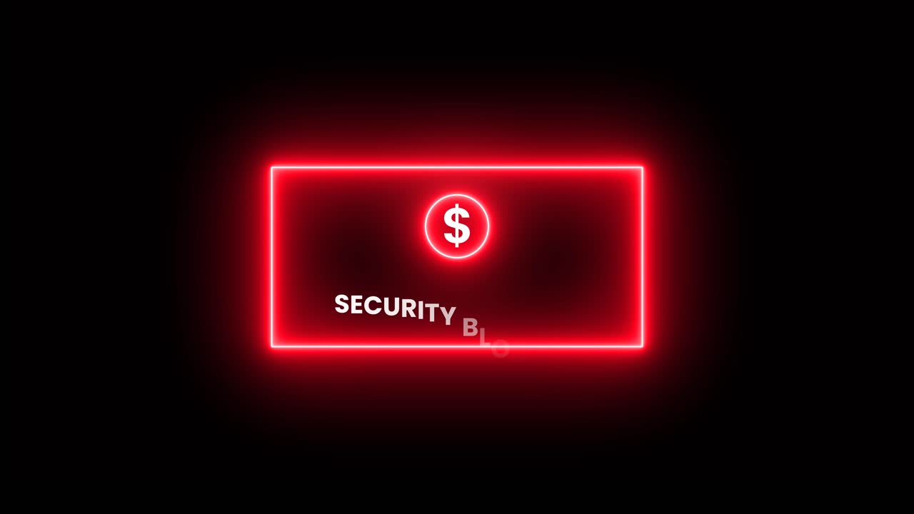 Red Neon Security Blocked Message with Dollar Sign