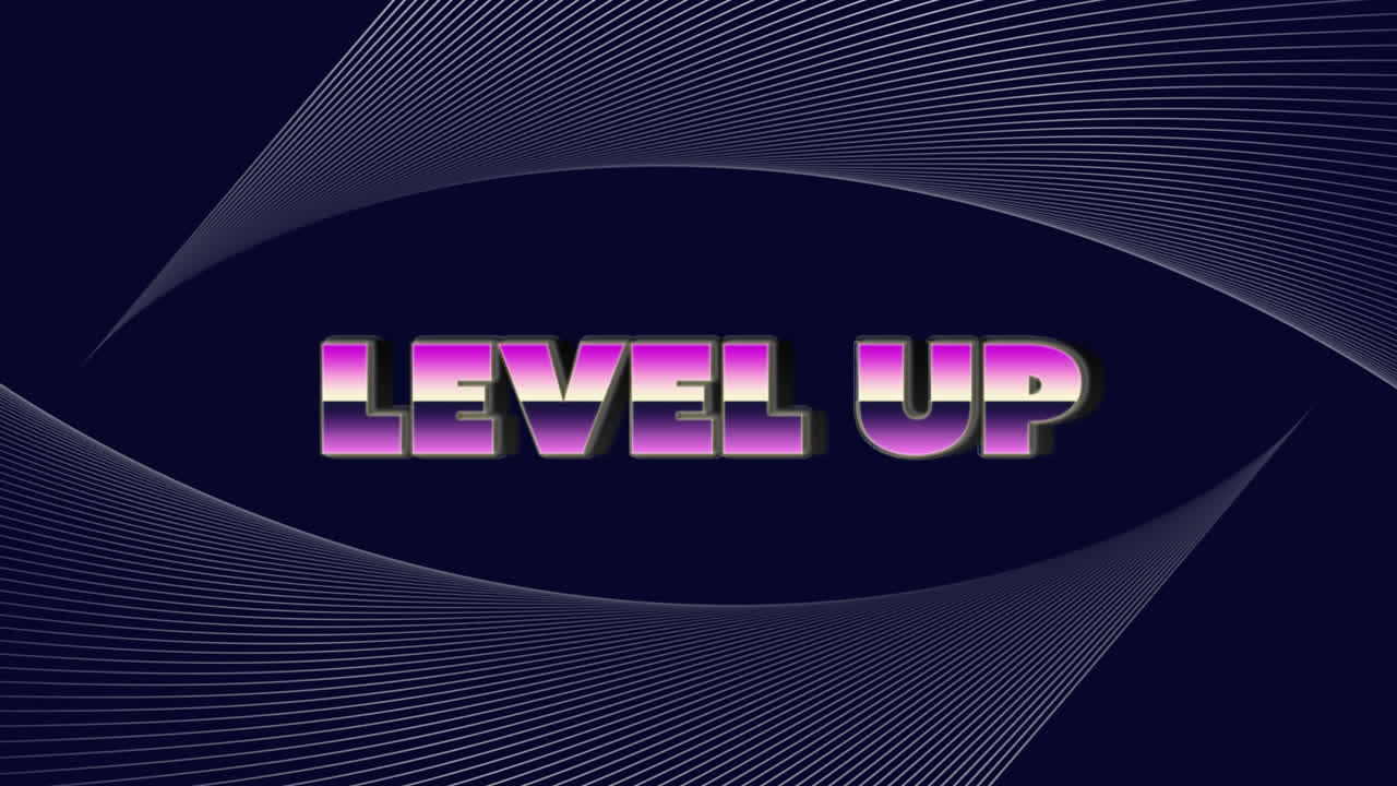Animation of level up text over moving lines