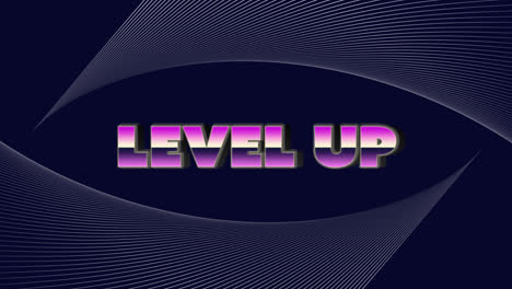 animation of level up text over moving lines