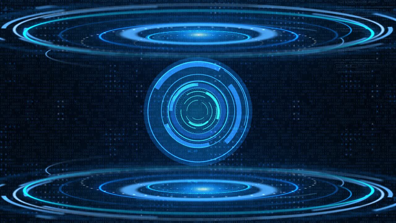 Abstract Futuristic Technology Background with Binary Code and HUD