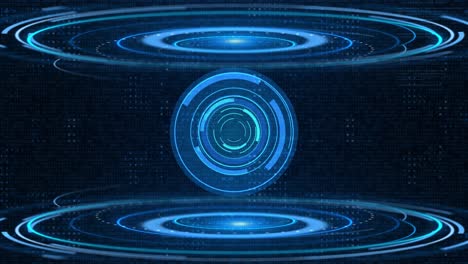 abstract futuristic technology background with binary code and hud