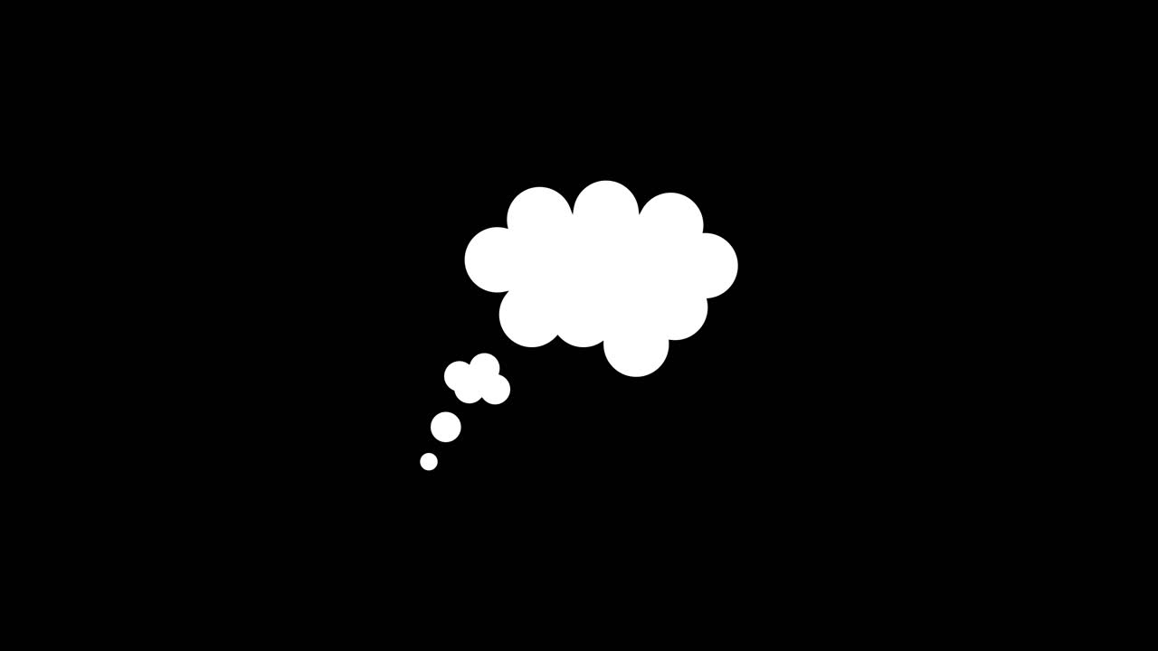 Animated White Thought Bubble Appearing on Black Background