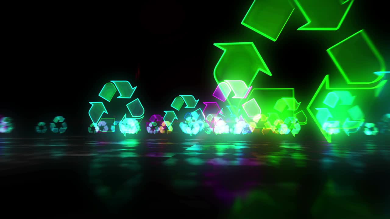 símbolo de reciclaje animación abstracta de hiperespacio en bucle