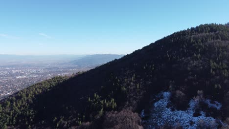 Cinematic-slow-moving-4K-drone-clip-over-and-close-to-the-mountain-peak-in-the-area-of-Vitosha,-close-to-Sofia,-Bulgaria