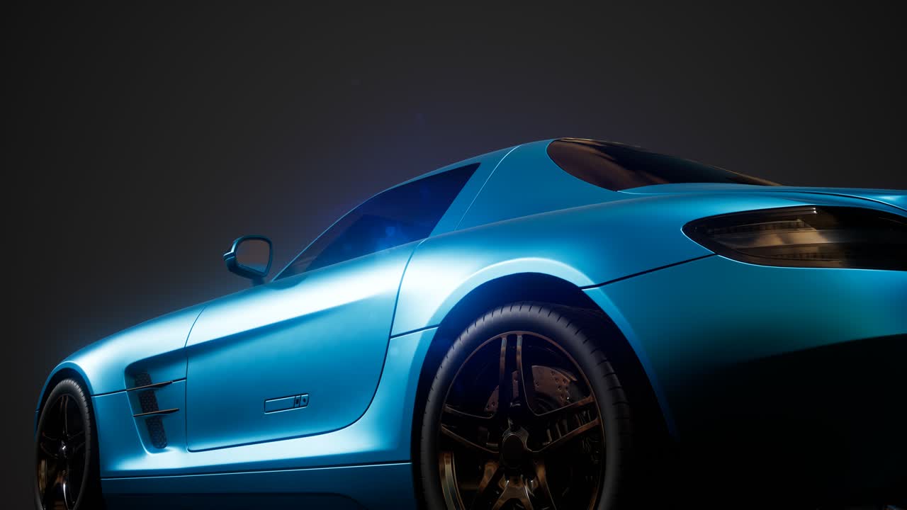 coche deportivo de lujo en un estudio oscuro con luces brillantes