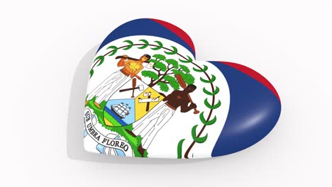 heart in colors and symbols of belize on white background, loop