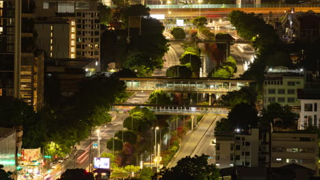 night cityscape view of highway intersection