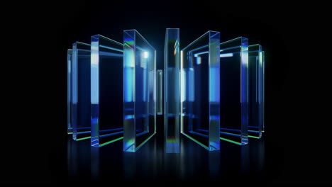 looping chromatic glass structures spinning in circle