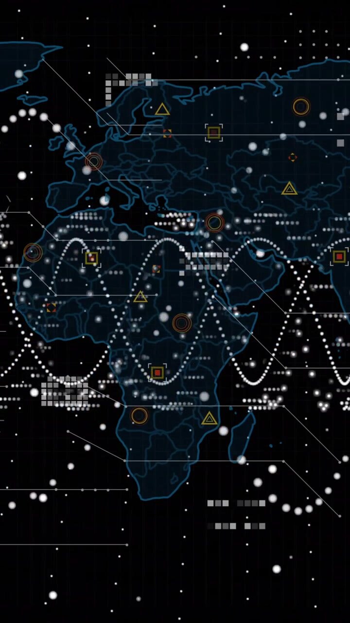 Animation of dna strand and world map over data processing