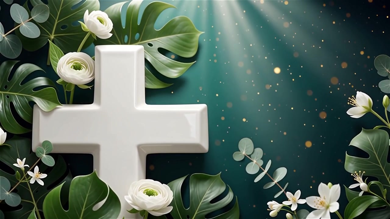 Croce Cristiana Luce Celestiale Sfondo per il Culto.