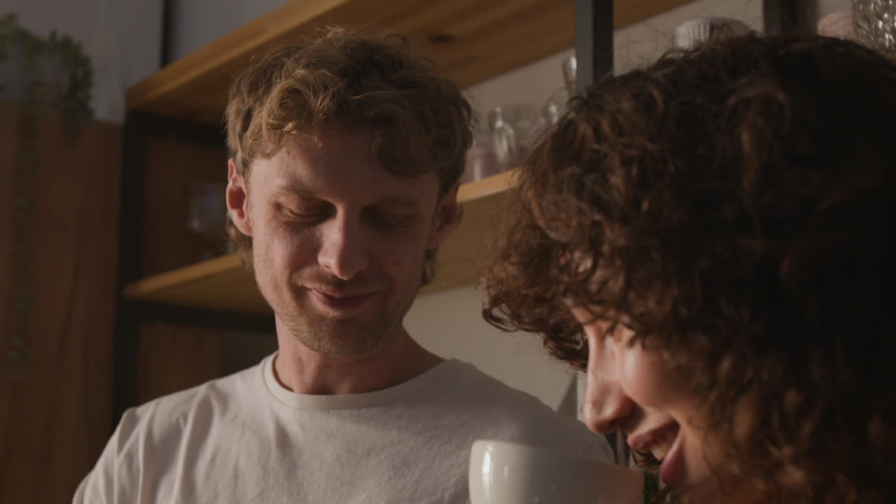 Couple drinking coffee together